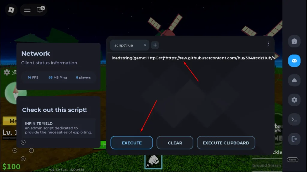 Copy paste the Lua script on Delta executor