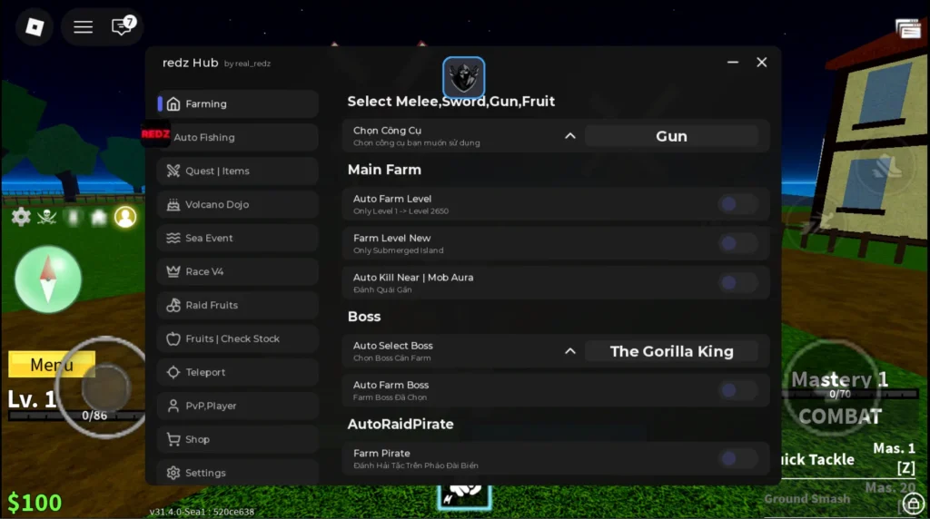 Redz Hub roblox script no key